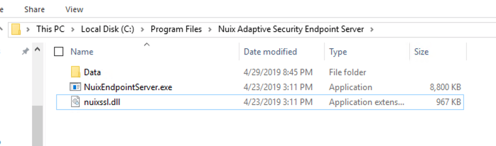 Deleting NuixEndpointServer.exe and nuixssl.dll.